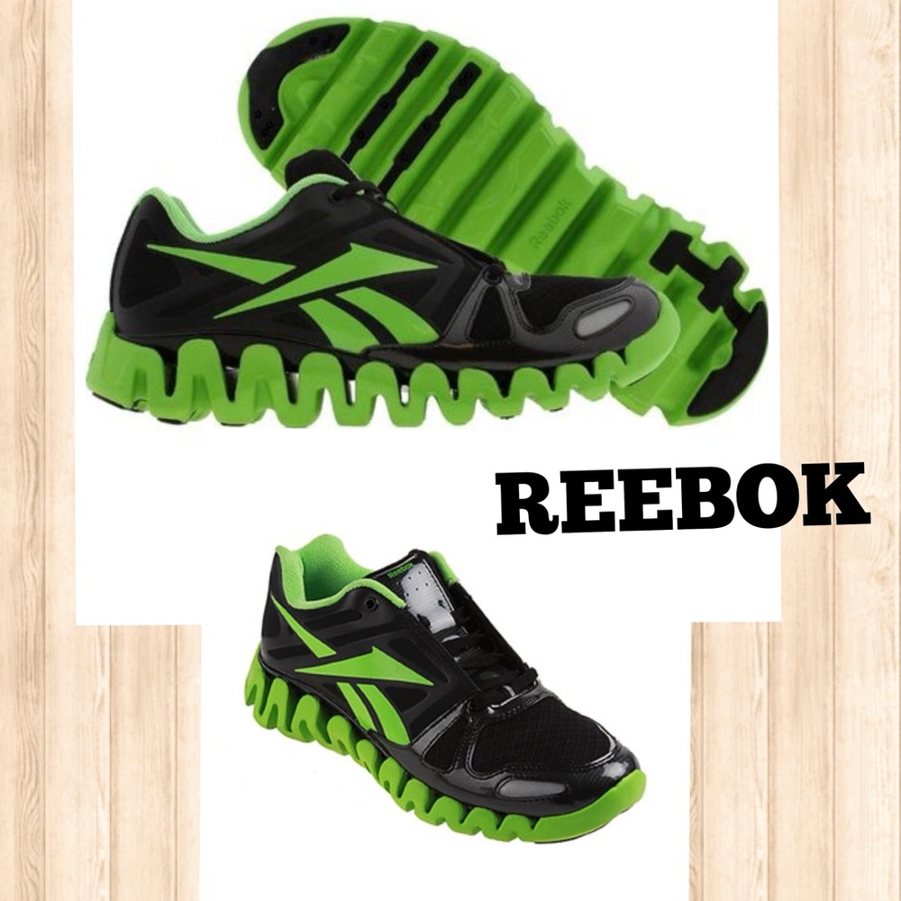 Reebok Zigs Black and Green Athletic Sneakers size 5 Women/ 3Kids